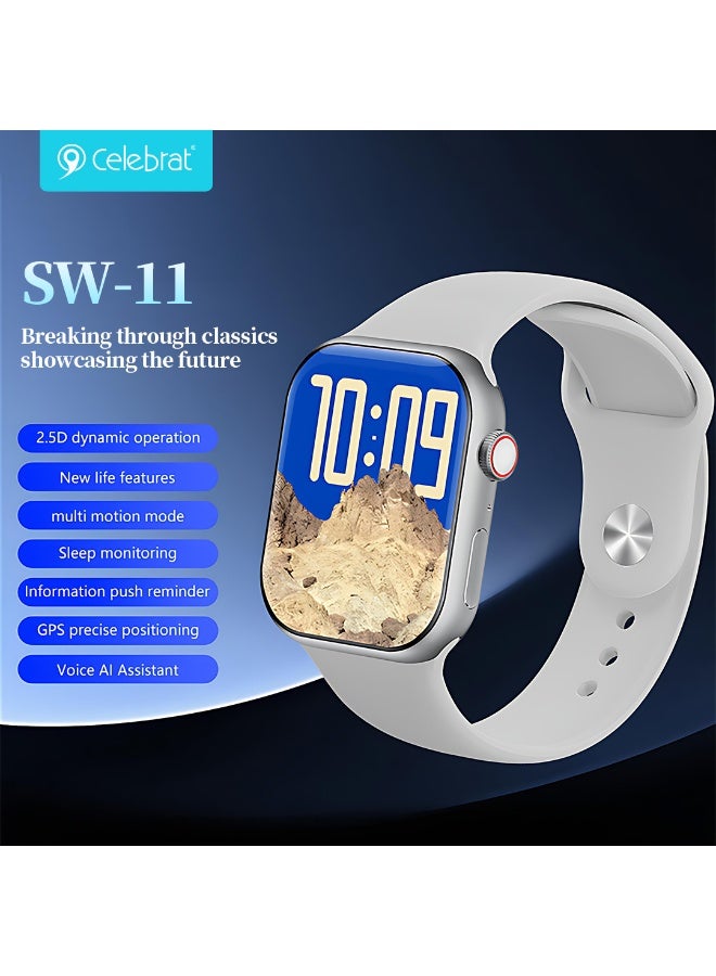 SW-11 Smart Watch with 2.01" HD Display, Bluetooth Calling, 3 Interchangeable Watch Bands, Heart Rate & Sleep Monitor, M