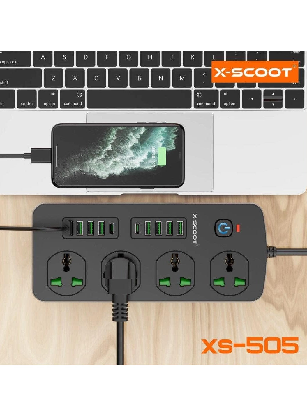 X-SCOOT XS-505 Shared with 4 Port Biscuit 8 USB Slot and 2 TP-C Slots 3000 Watts