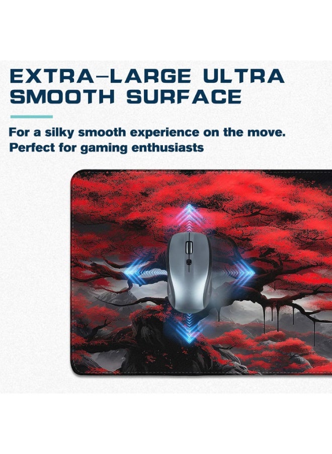 Full Moon Extended Gaming Mouse Pad with Stitched Edges 80×30cm XL Desk Mat for Gaming, Office, Keyboard, Mouse, Laptop,
