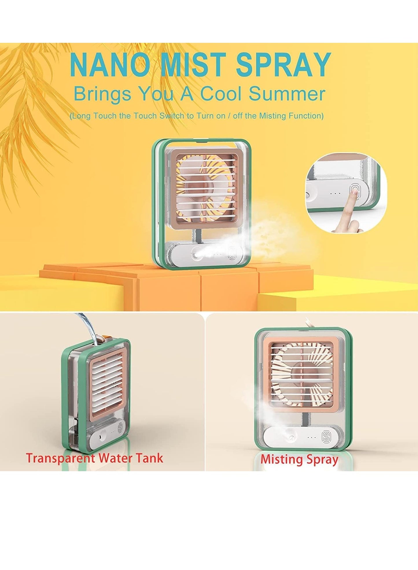 Air Conditioner Fan Personal Cooler Desk Fan for Shop, Office, Kitchen, USB Powered Mini AC, Portable Humidifier Air Cooler Fan