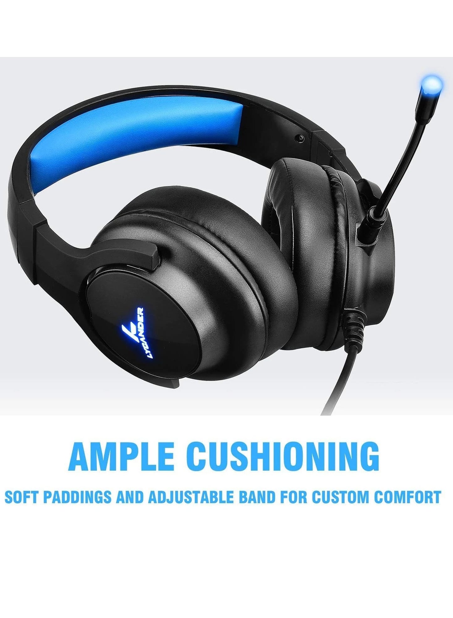 LGH568 Gaming Headset with Microphone LED Light, 3.5mm input - for PC, PS4, Xbox One, Nintendo Switch and more