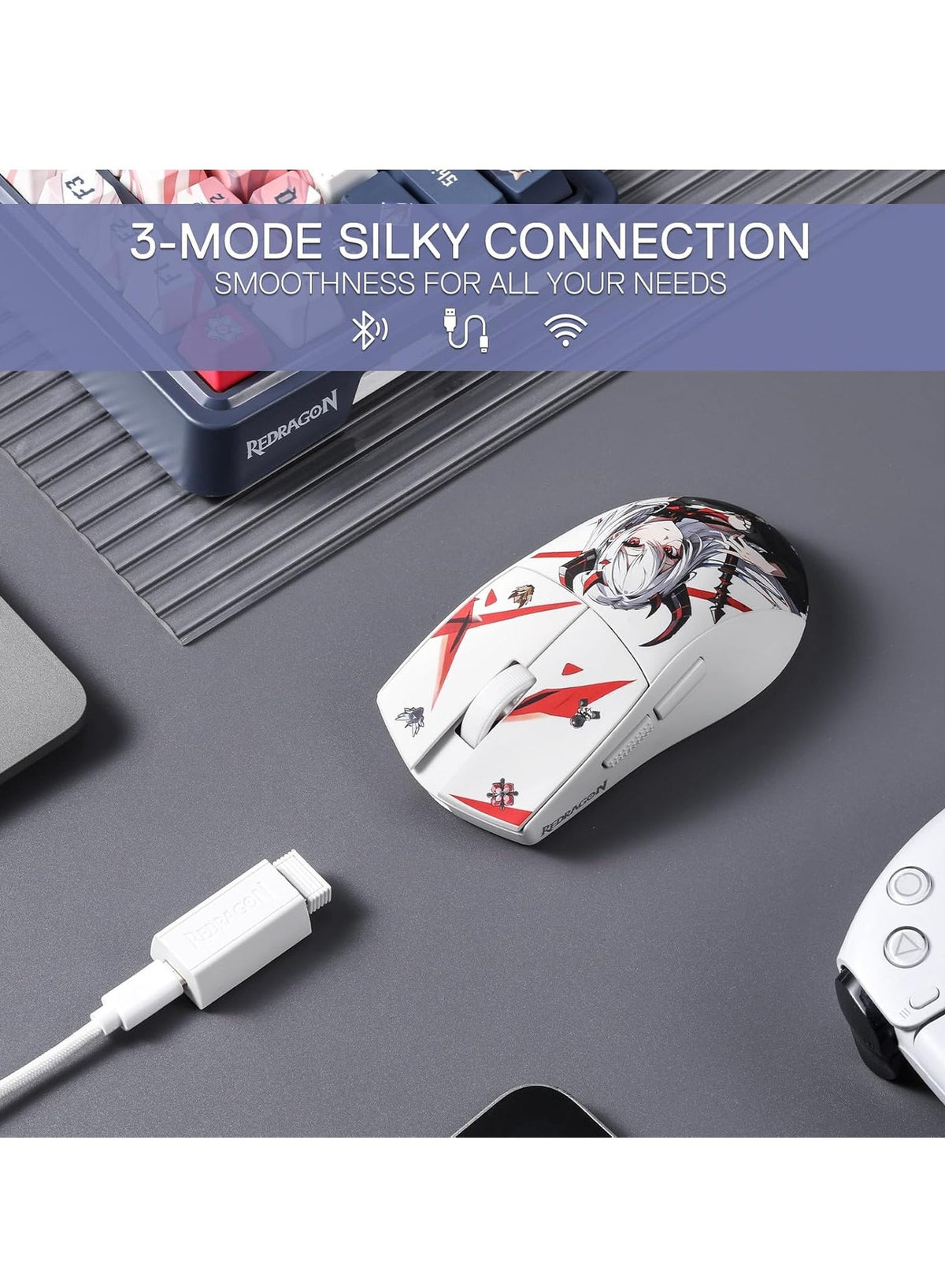 K1NG PRO M916AK-PRO 3-Mode Wireless Gaming Mouse, 49G Ultra-Light 26K DPI Gamer Mouse w/Ergonomic Natural Grip Build, Fu