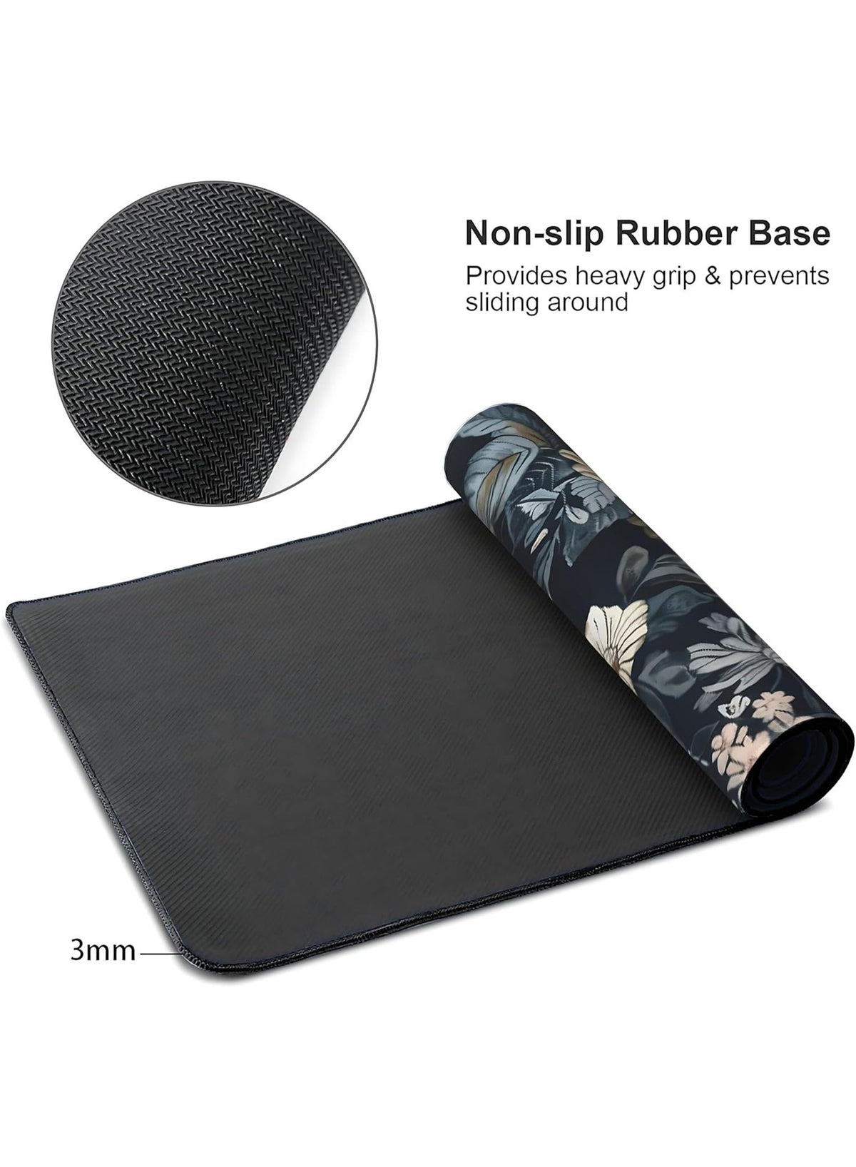 Dark Flower Mouse Pad Extended Gaming Mouse Pad with Stitched Edges 80×30cm XL Desk Mat for Gaming, Office, Keyboard, Mo