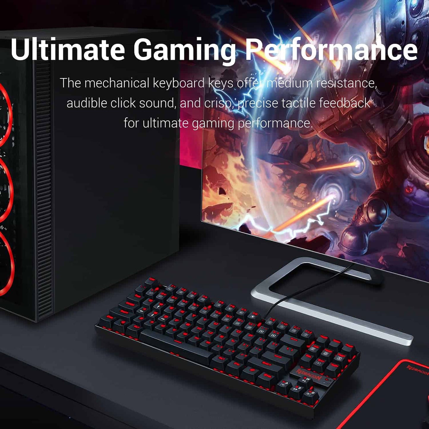 Redragon K552 KUMARA Mechanical Gaming Keyboard RED LED Backlit, Red Switch (Black)
