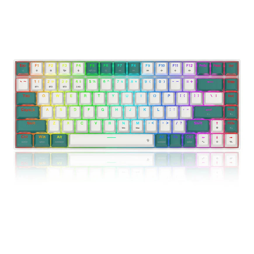 Redragon K678WG-RGB-PRO Singed Pro 82% Wireless Mechanical Gaming Keyboard White and Green