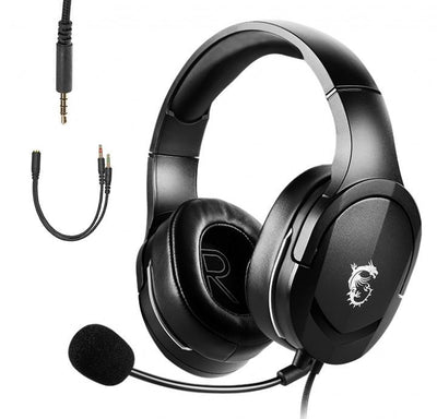 MSI GH20 Stereo Gaming Headset With Clear Mic – AUX 3.5mm Plus Y Cable for Mobile ,PC ,PS4 ,Xbox
