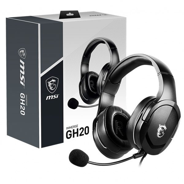 MSI GH20 Stereo Gaming Headset With Clear Mic – AUX 3.5mm Plus Y Cable for Mobile ,PC ,PS4 ,Xbox