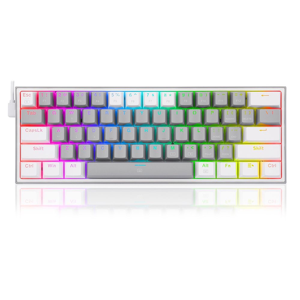 REDRAGON K617 Fizz RGB 60% Gaming Mechanical Keyboard, Red Switches (Grey White)