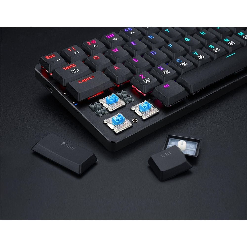 REDRAGON K626P ASHE RGB 78% Gaming Mechanical Keyboard, Low Profile Blue Switches (Black)